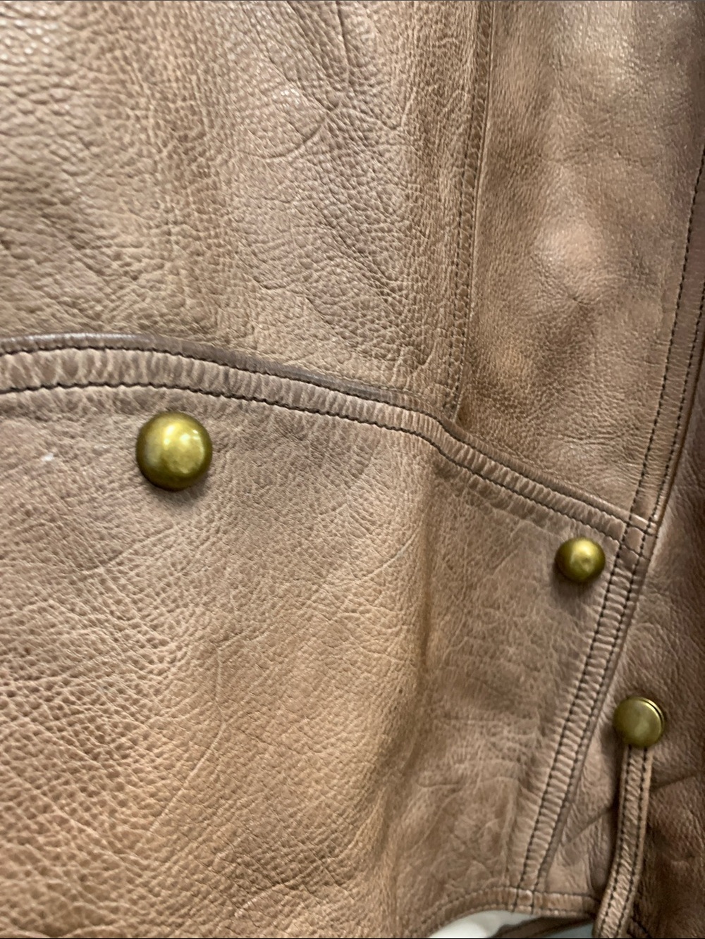 We The Free Brown Leather Moto Jacket with Brass Hardware - Picture 9 of 9